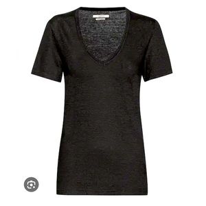 Isabel Marant Etoile charcoal linen deep V tee. XS